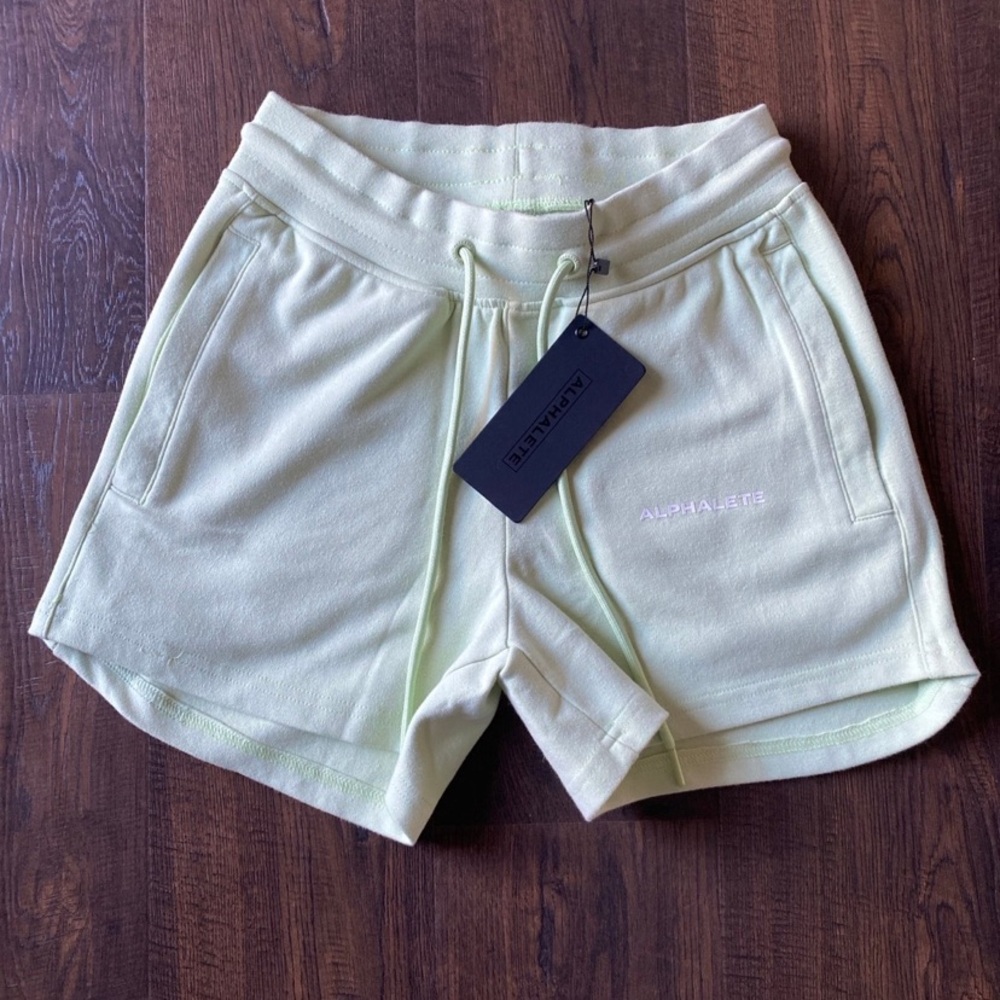 NWT alphalete women’s XS yellow high rise core athletic cotton shorts